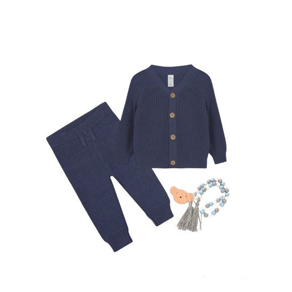 Baby Boy or Girl knit Cardigan Sweater & Jogger Outfit Set - Picture 2 of 2